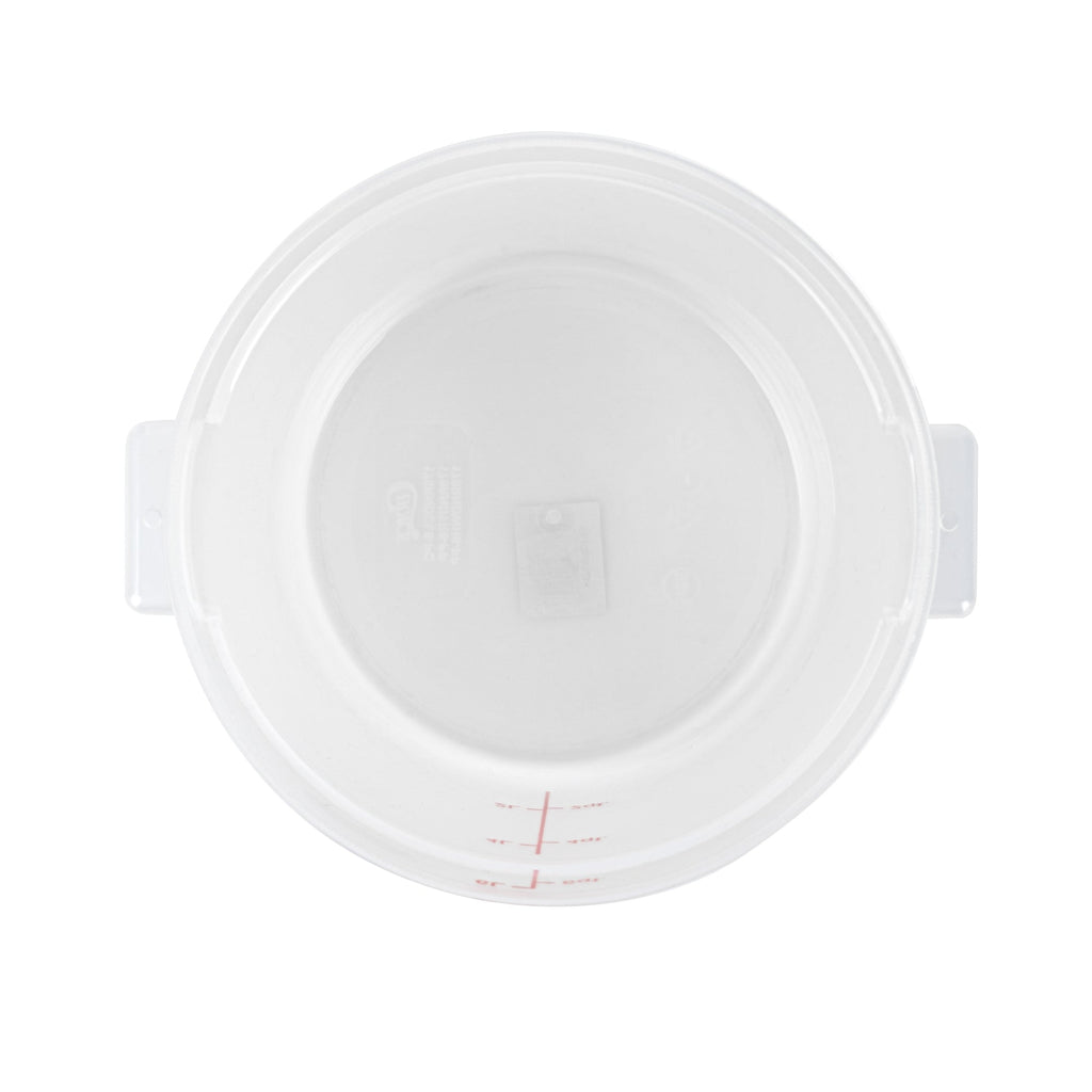 Met Lux 6 qt Round Translucent Plastic Food Storage Container - with Red Volume Markers - 8 3/4" x 8 3/4" x 7 3/4" - 10 count box