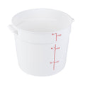 Met Lux 6 qt Round White Plastic Food Storage Container - with Red Volume Markers - 8 3/4" x 8 3/4" x 7 3/4" - 1 count box