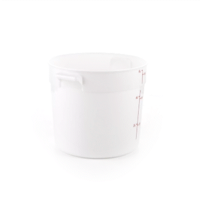 Met Lux 6 qt Round White Plastic Food Storage Container - with Red Volume Markers - 8 3/4" x 8 3/4" x 7 3/4" - 10 count box