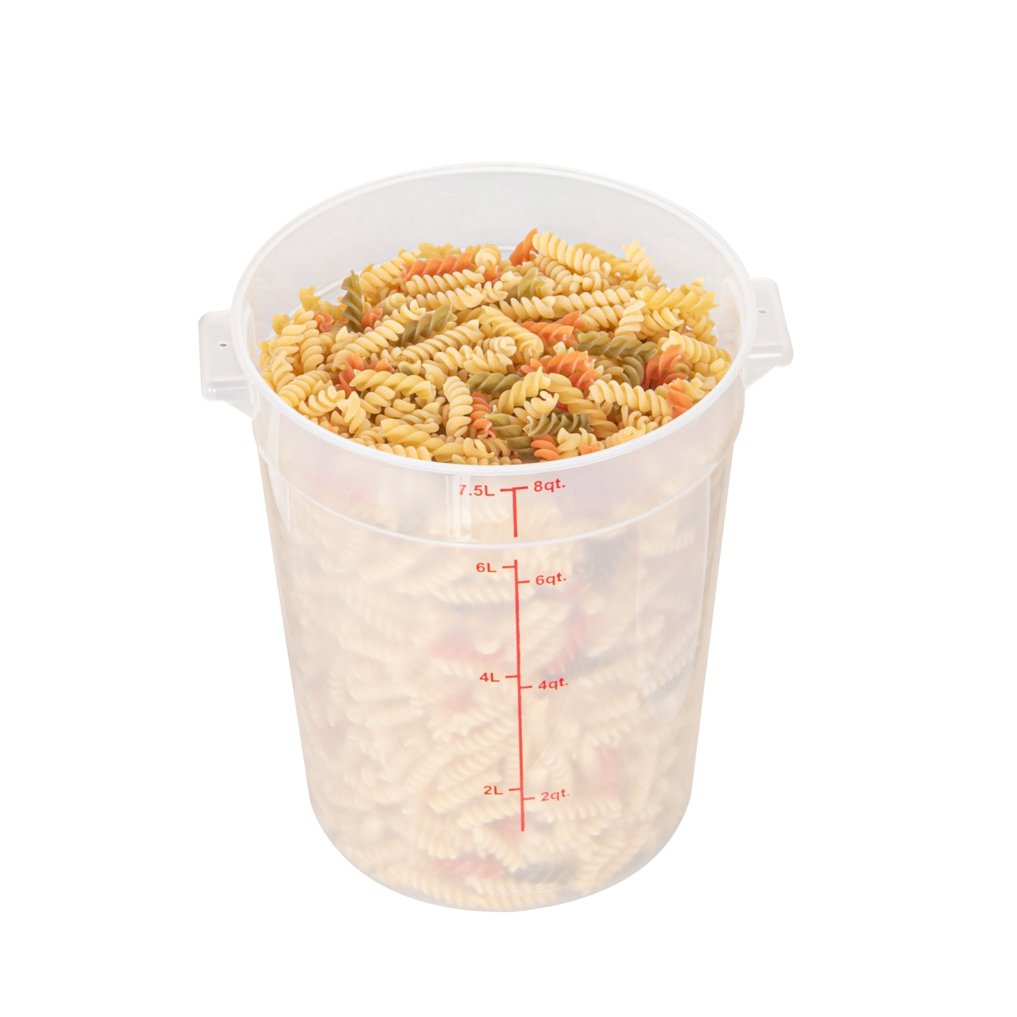 Met Lux 8 qt Round Translucent Plastic Food Storage Container - with Red Volume Markers - 8 3/4" x 8 3/4" x 10 3/4" - 1 count box