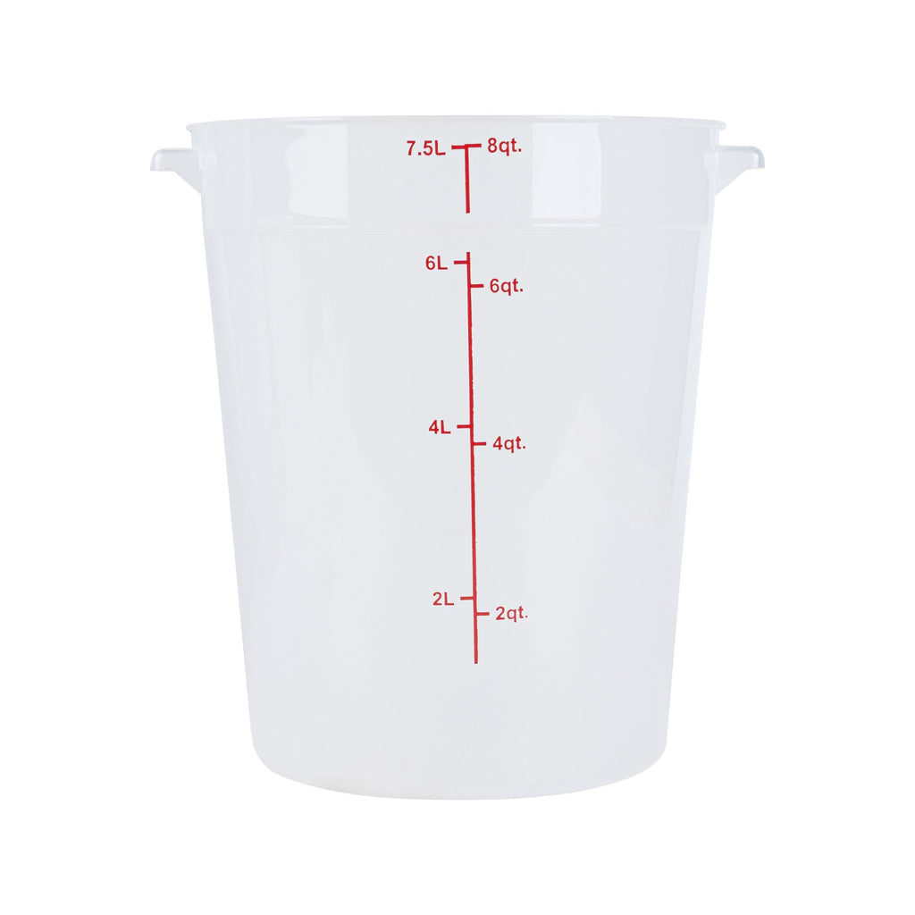 Met Lux 8 qt Round Translucent Plastic Food Storage Container - with Red Volume Markers - 8 3/4" x 8 3/4" x 10 3/4" - 1 count box