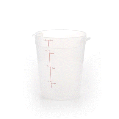 Met Lux 8 qt Round Translucent Plastic Food Storage Container - with Red Volume Markers - 8 3/4" x 8 3/4" x 10 3/4" - 10 count box