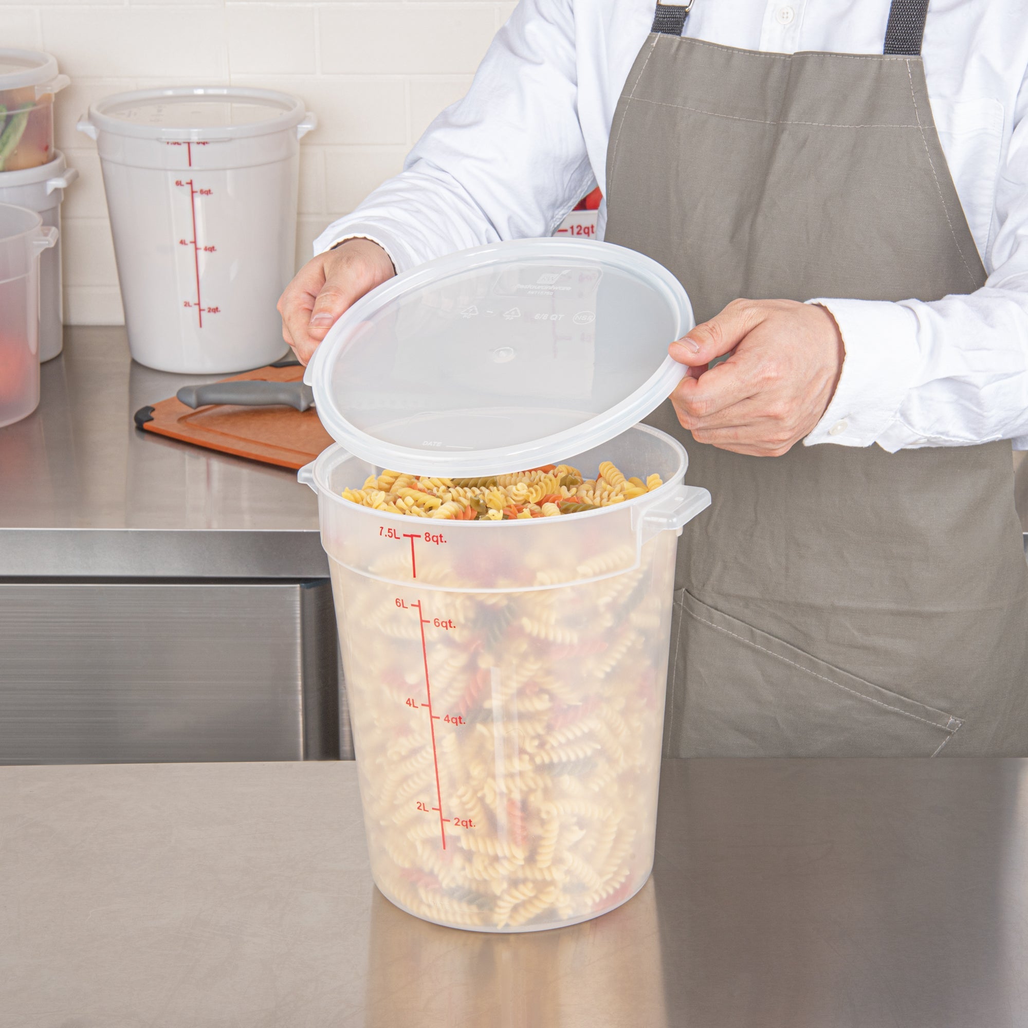 Met Lux Round Translucent Plastic Food Storage Container Lid - Fits 6 and 8 qt - 10 count box