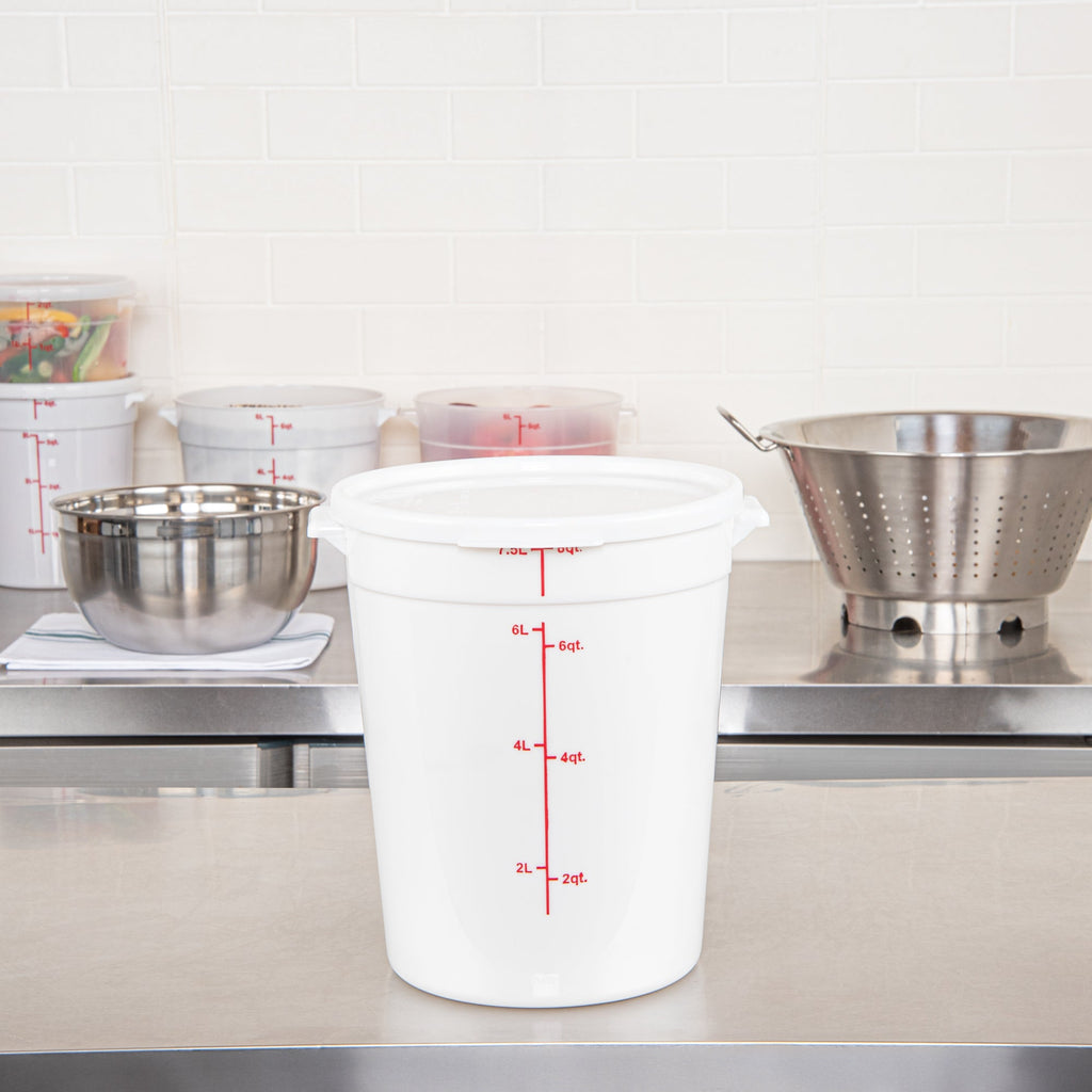 Met Lux Round White Plastic Food Storage Container Lid - Fits 6 and 8 qt - 1 count box