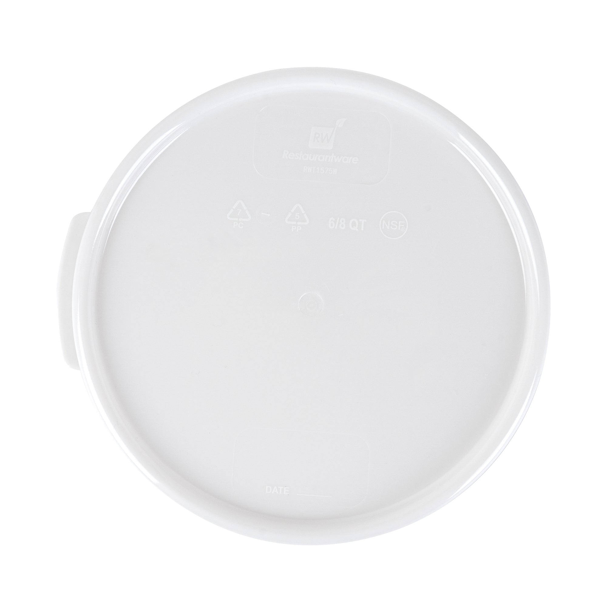 Met Lux Round White Plastic Food Storage Container Lid - Fits 6 and 8 qt - 1 count box