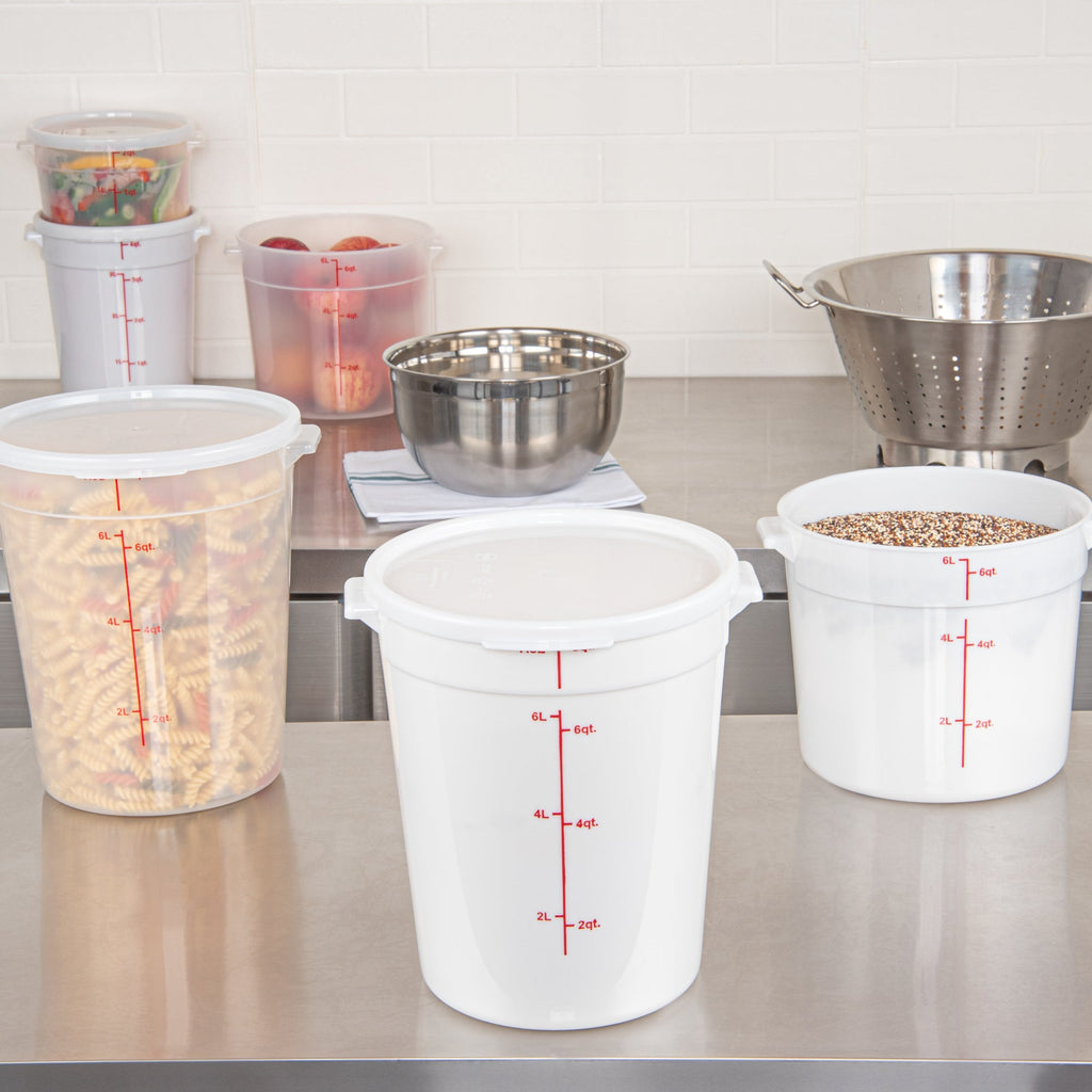 Met Lux Round White Plastic Food Storage Container Lid - Fits 6 and 8 qt - 1 count box