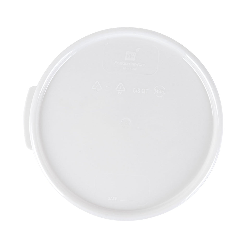 Met Lux Round White Plastic Food Storage Container Lid - Fits 6 and 8 qt - 10 count box