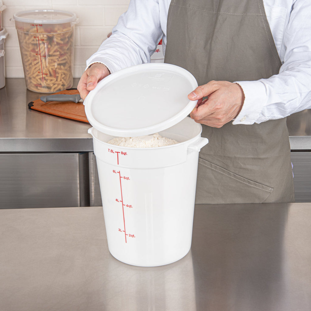 Met Lux Round White Plastic Food Storage Container Lid - Fits 6 and 8 qt - 10 count box