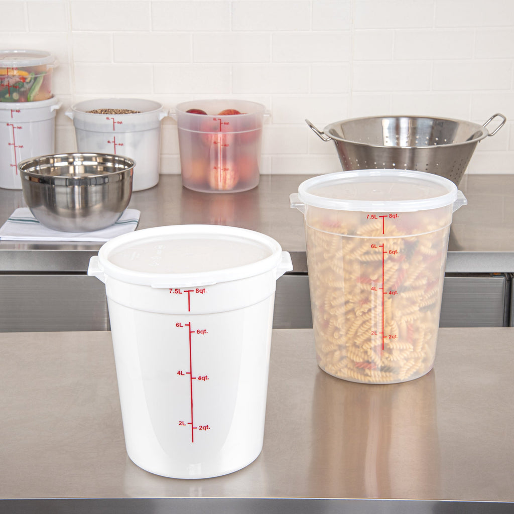 Met Lux Round White Plastic Food Storage Container Lid - Fits 6 and 8 qt - 10 count box