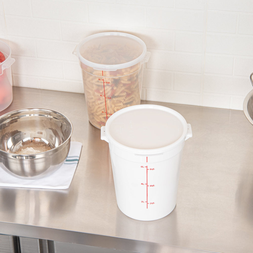 Met Lux Round White Plastic Food Storage Container Lid - Fits 6 and 8 qt - 10 count box