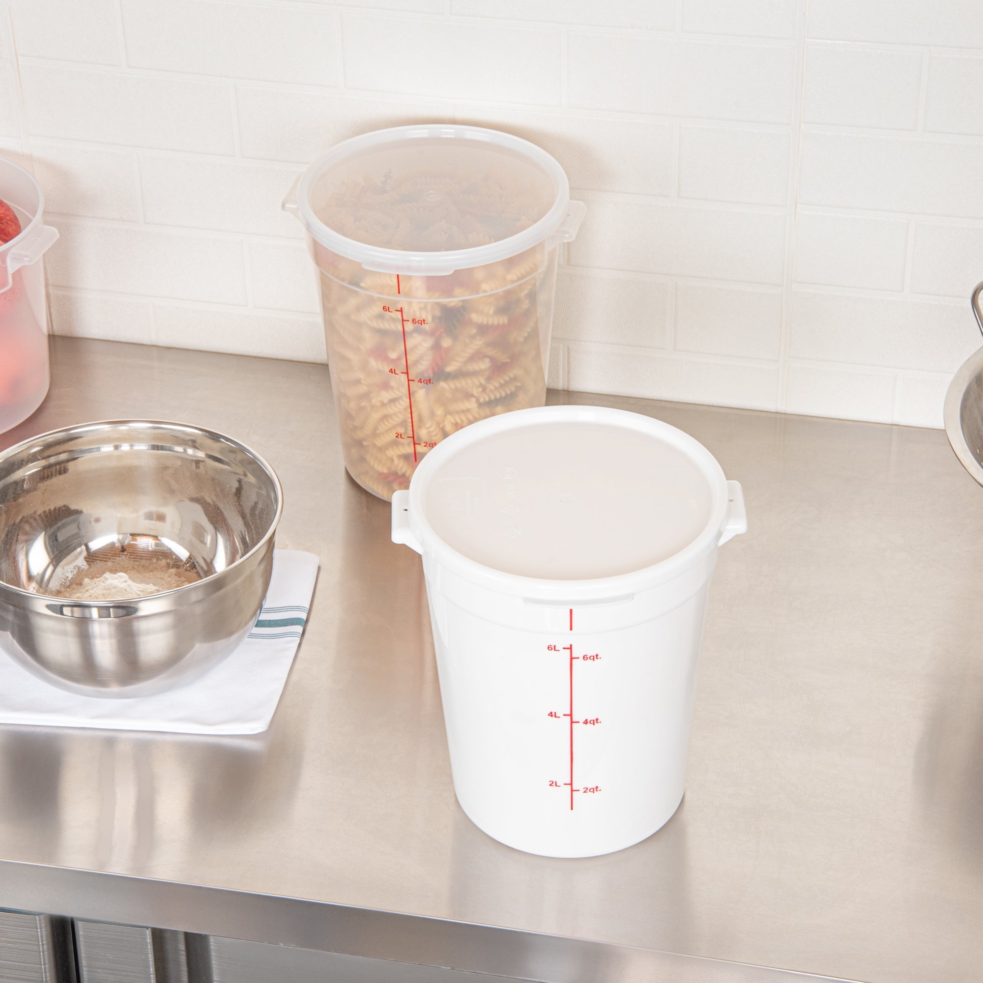 Met Lux Round White Plastic Food Storage Container Lid - Fits 6 and 8 qt - 10 count box