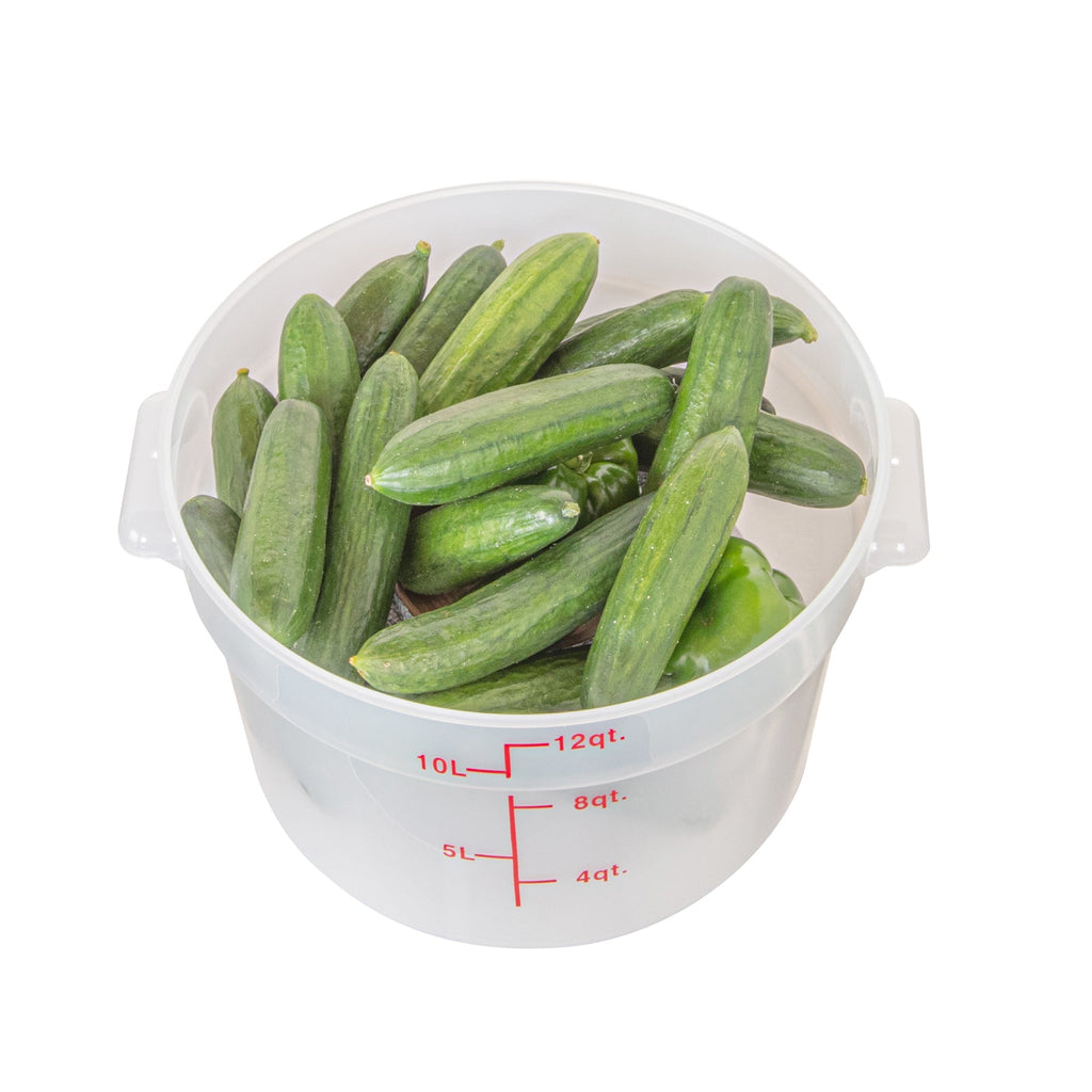 Met Lux 12 qt Round Translucent Plastic Food Storage Container - with Red Volume Markers - 12 1/4" x 12 1/4" x 8" - 1 count box