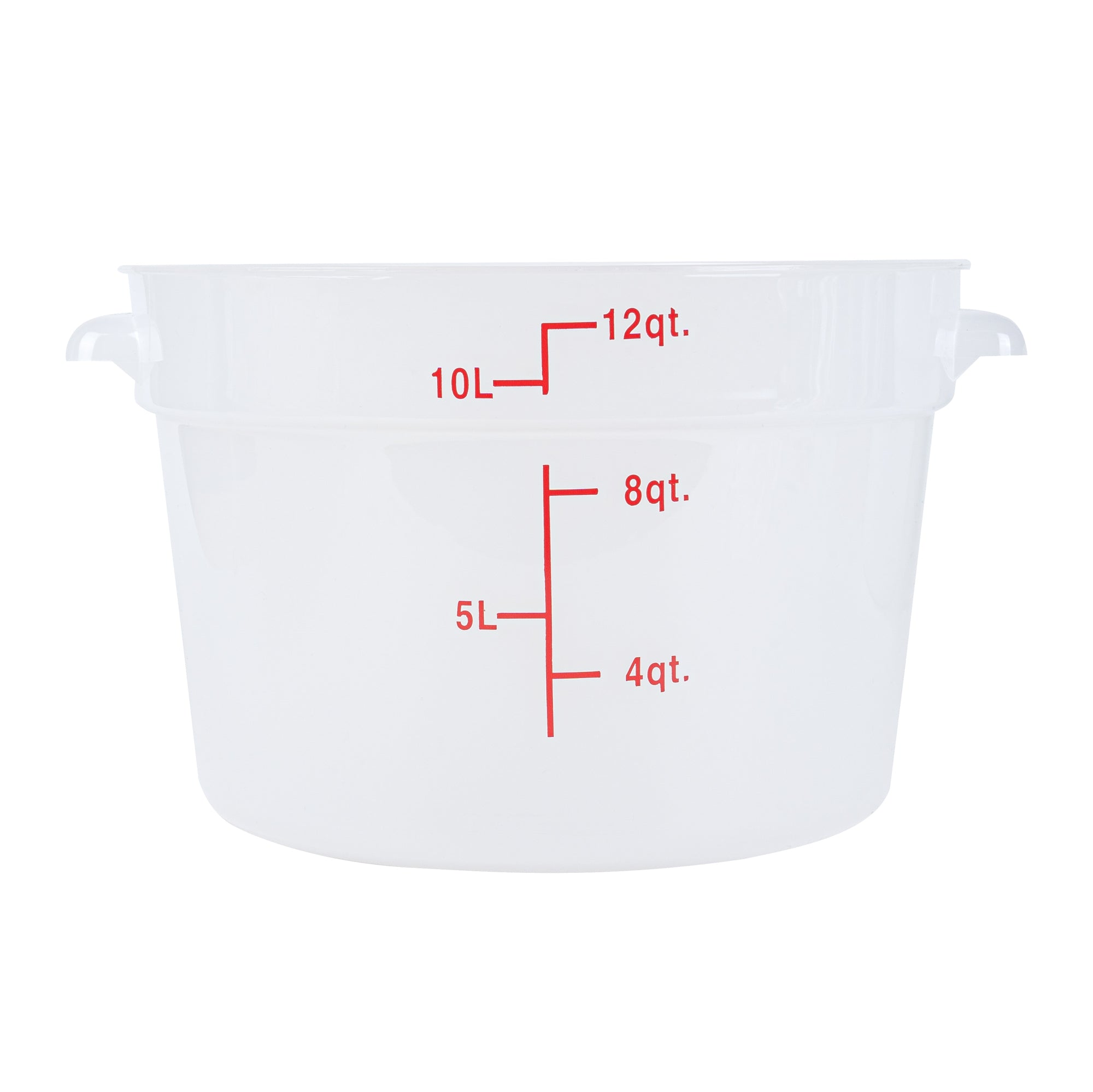 Met Lux 12 qt Round Translucent Plastic Food Storage Container - with Red Volume Markers - 12 1/4" x 12 1/4" x 8" - 1 count box
