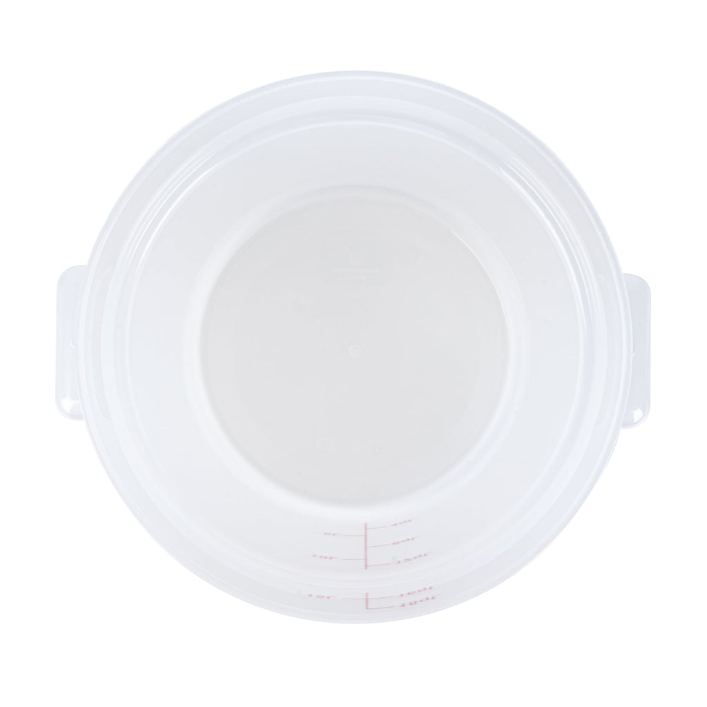 Met Lux 18 qt Round Translucent Plastic Food Storage Container - with Red Volume Markers - 12 1/4" x 12 1/4" x 12" - 10 count box