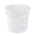 Met Lux 18 qt Round White Plastic Food Storage Container - with Red Volume Markers - 12 1/4" x 12 1/4" x 12" - 10 count box