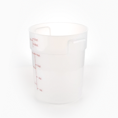 Met Lux 22 qt Round Translucent Plastic Food Storage Container - with Red Volume Markers - 12 1/4" x 12 1/4" x 15" - 10 count box