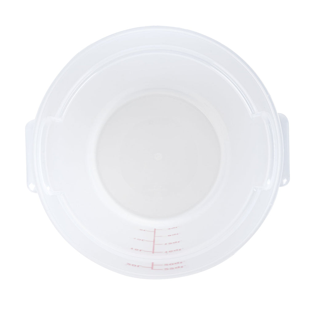 Met Lux 22 qt Round Translucent Plastic Food Storage Container - with Red Volume Markers - 12 1/4" x 12 1/4" x 15" - 10 count box