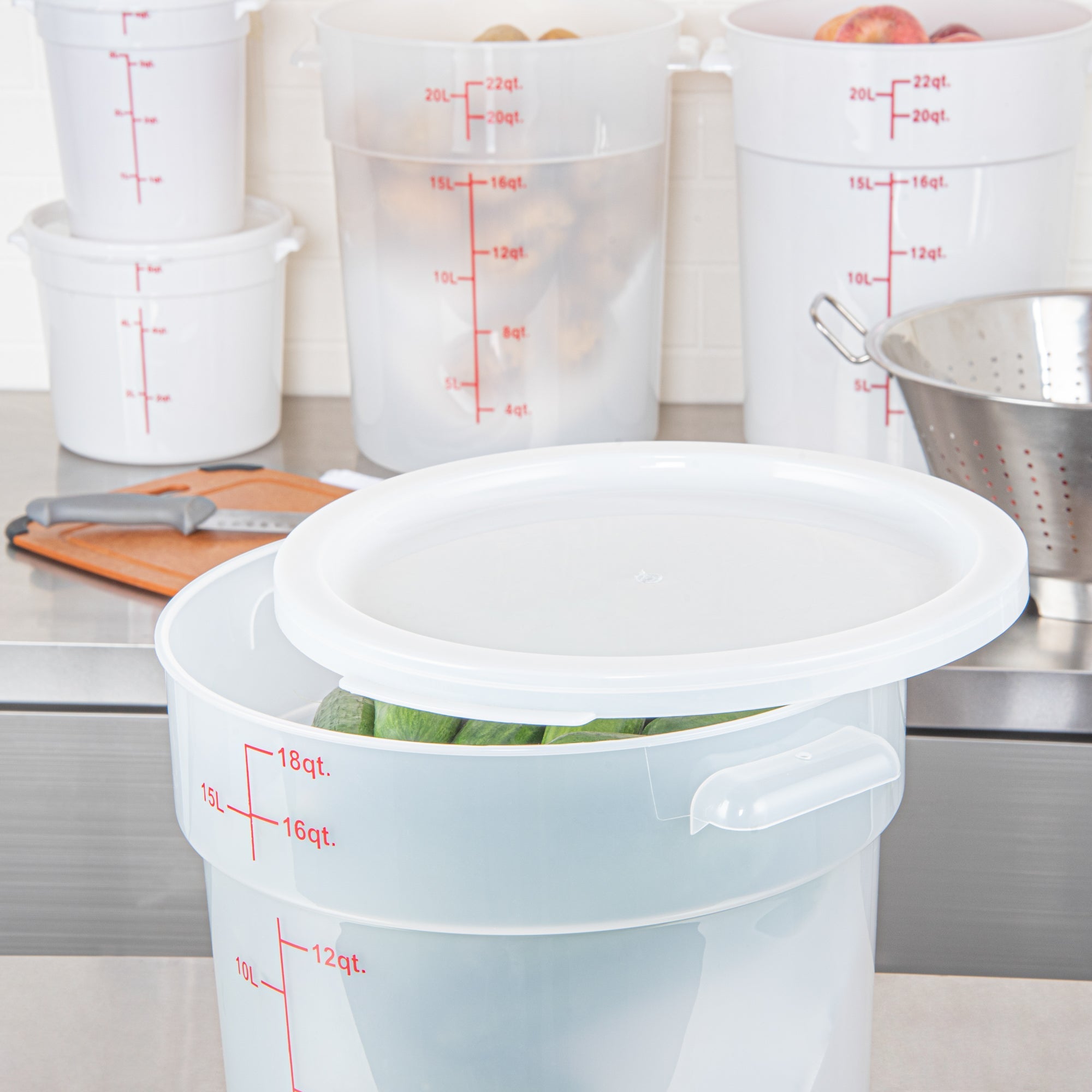 Met Lux Round Translucent Plastic Food Storage Container Lid - Fits 12, 18 and 22 qt - 1 count box