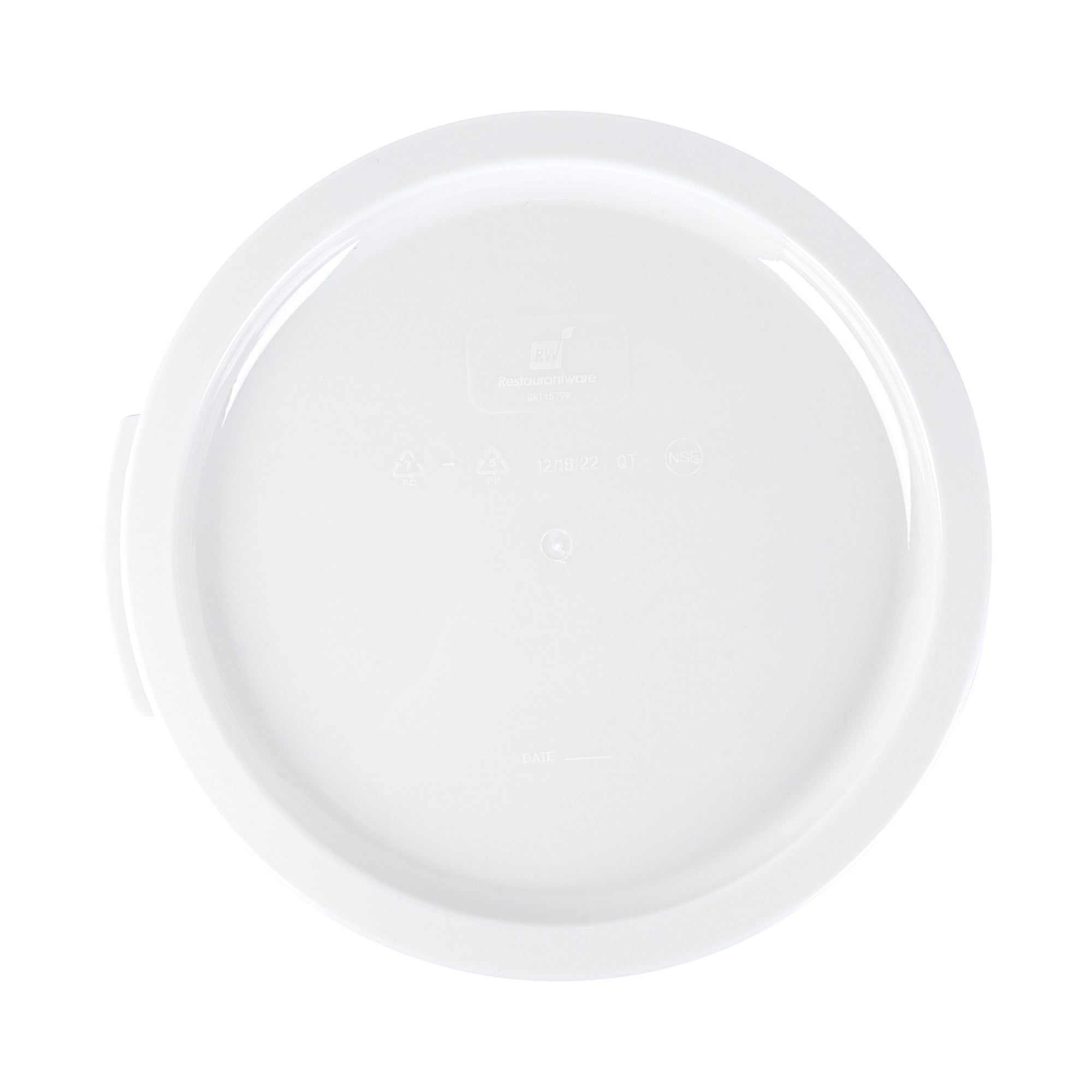 Met Lux Round White Plastic Food Storage Container Lid - Fits 12, 18 and 22 qt - 1 count box