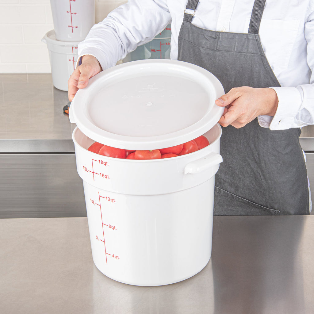 Met Lux Round White Plastic Food Storage Container Lid - Fits 12, 18 and 22 qt - 1 count box