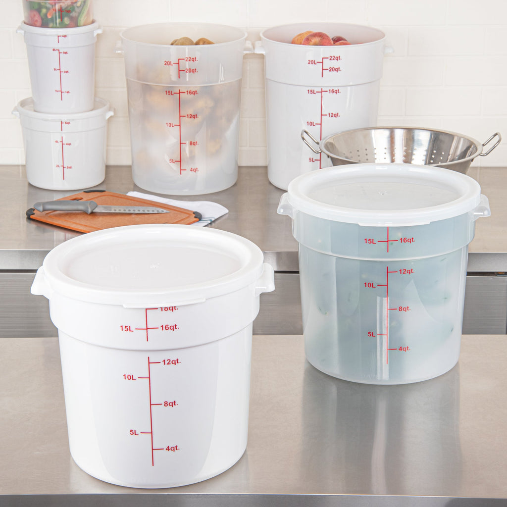 Met Lux Round White Plastic Food Storage Container Lid - Fits 12, 18 and 22 qt - 1 count box