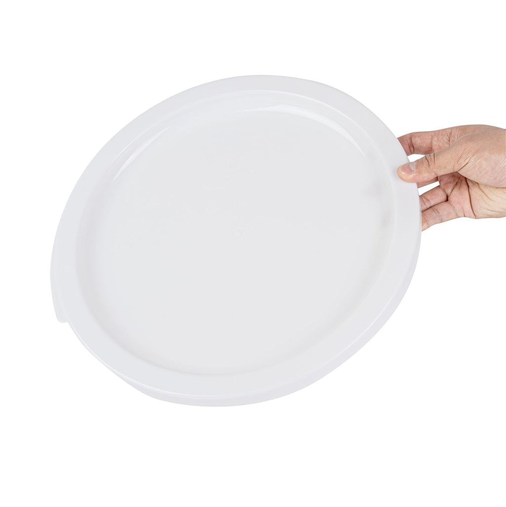 Met Lux Round White Plastic Food Storage Container Lid - Fits 12, 18 and 22 qt - 10 count box