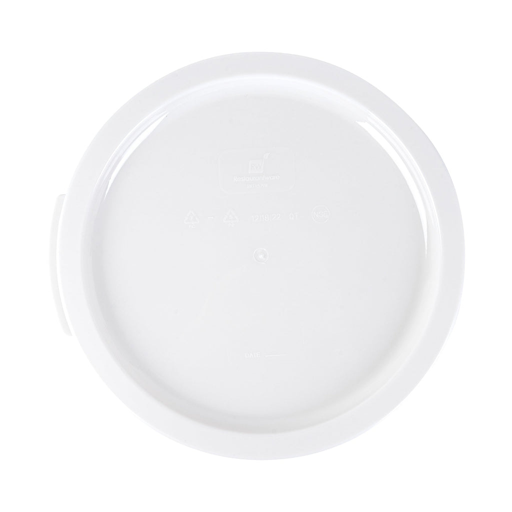 Met Lux Round White Plastic Food Storage Container Lid - Fits 12, 18 and 22 qt - 10 count box