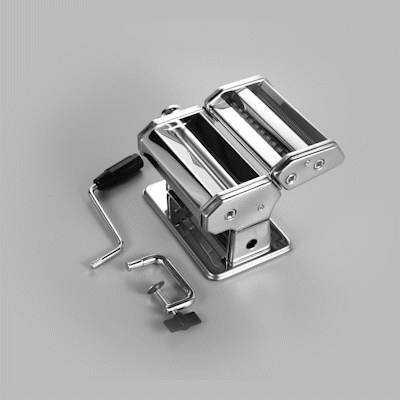 Met Lux Stainless Steel Manual Pasta Machine - 9 Adjustable Thickness Settings, with 2 Cutting Attachments - 1 count box