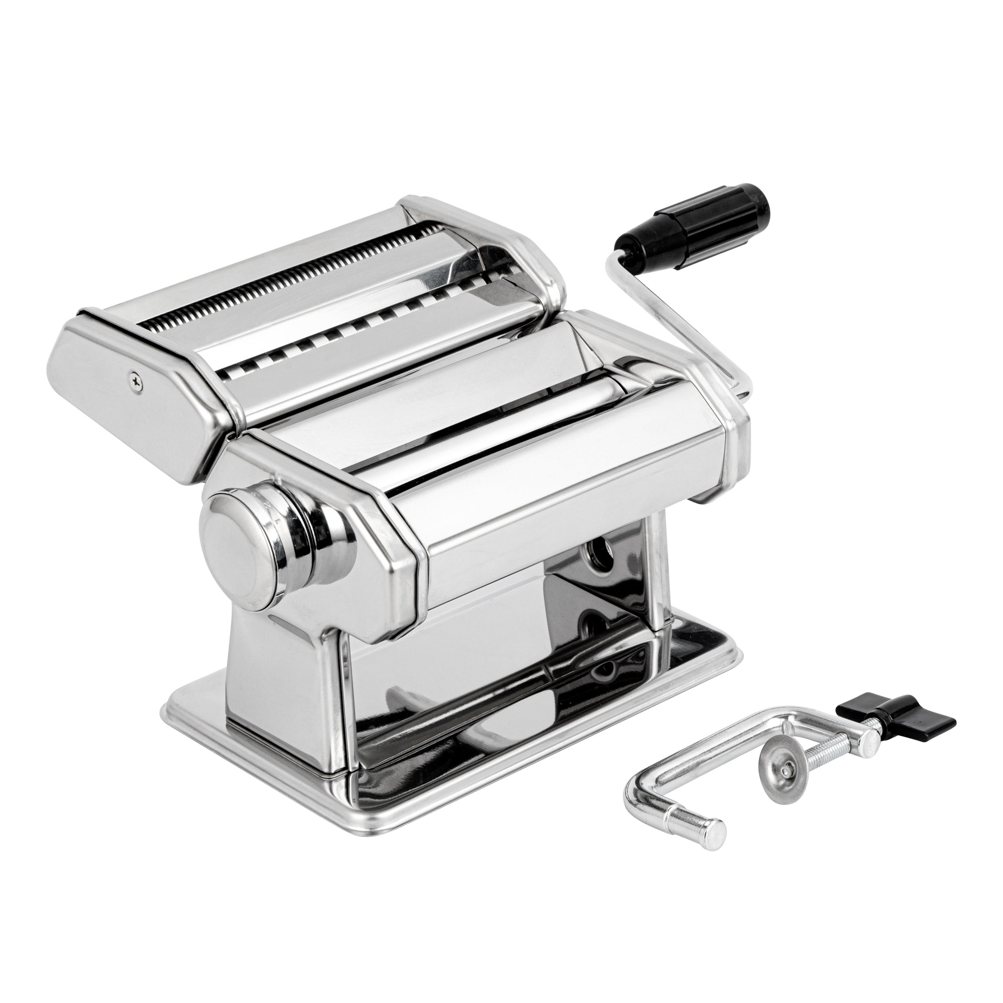 Met Lux Stainless Steel Manual Pasta Machine - 9 Adjustable Thickness Settings, with 2 Cutting Attachments - 1 count box