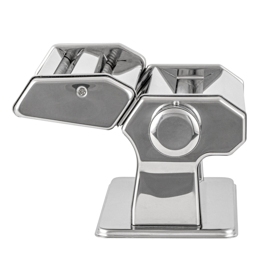 Met Lux Stainless Steel Manual Pasta Machine - 9 Adjustable Thickness Settings, with 2 Cutting Attachments - 1 count box