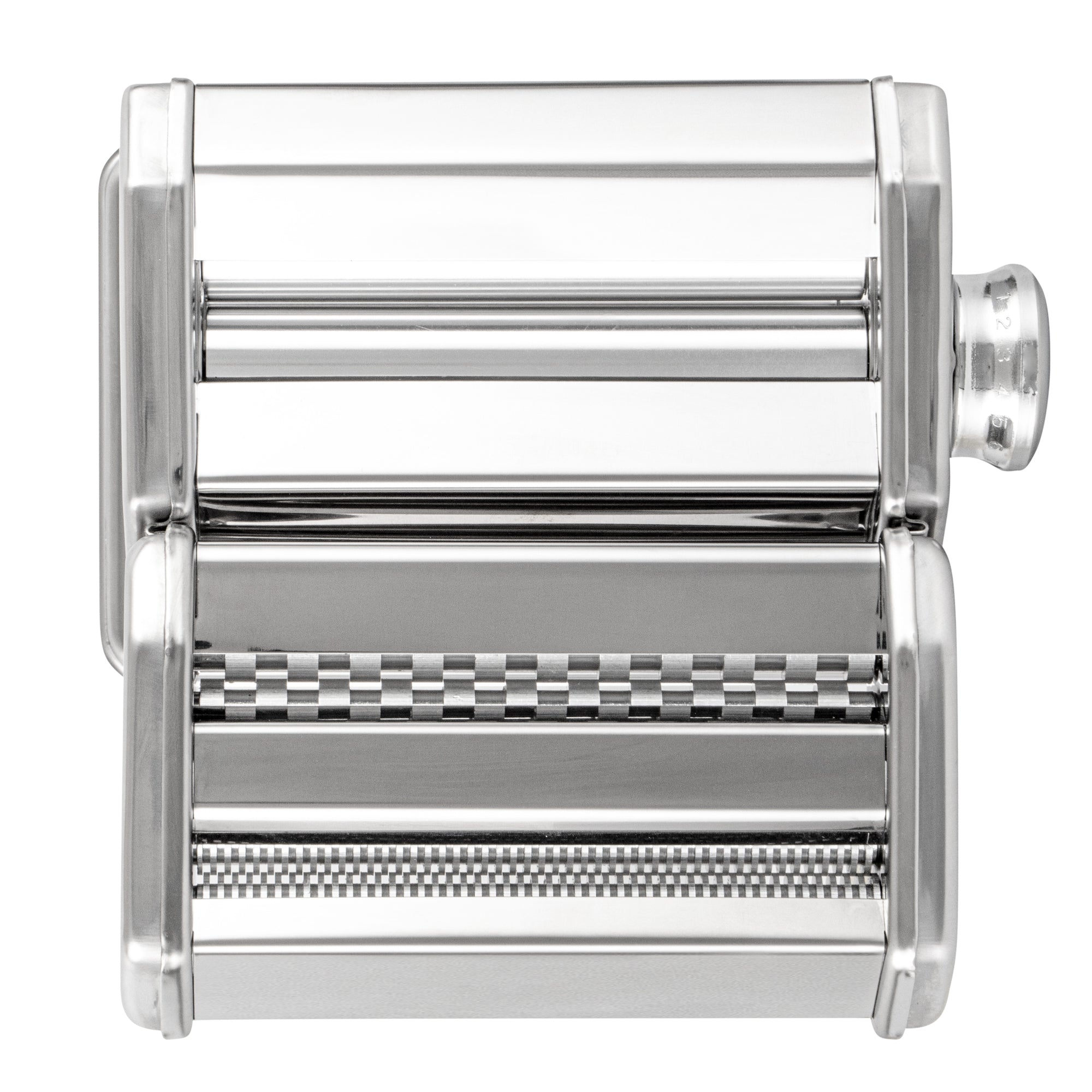 Met Lux Stainless Steel Manual Pasta Machine - 9 Adjustable Thickness Settings, with 2 Cutting Attachments - 1 count box