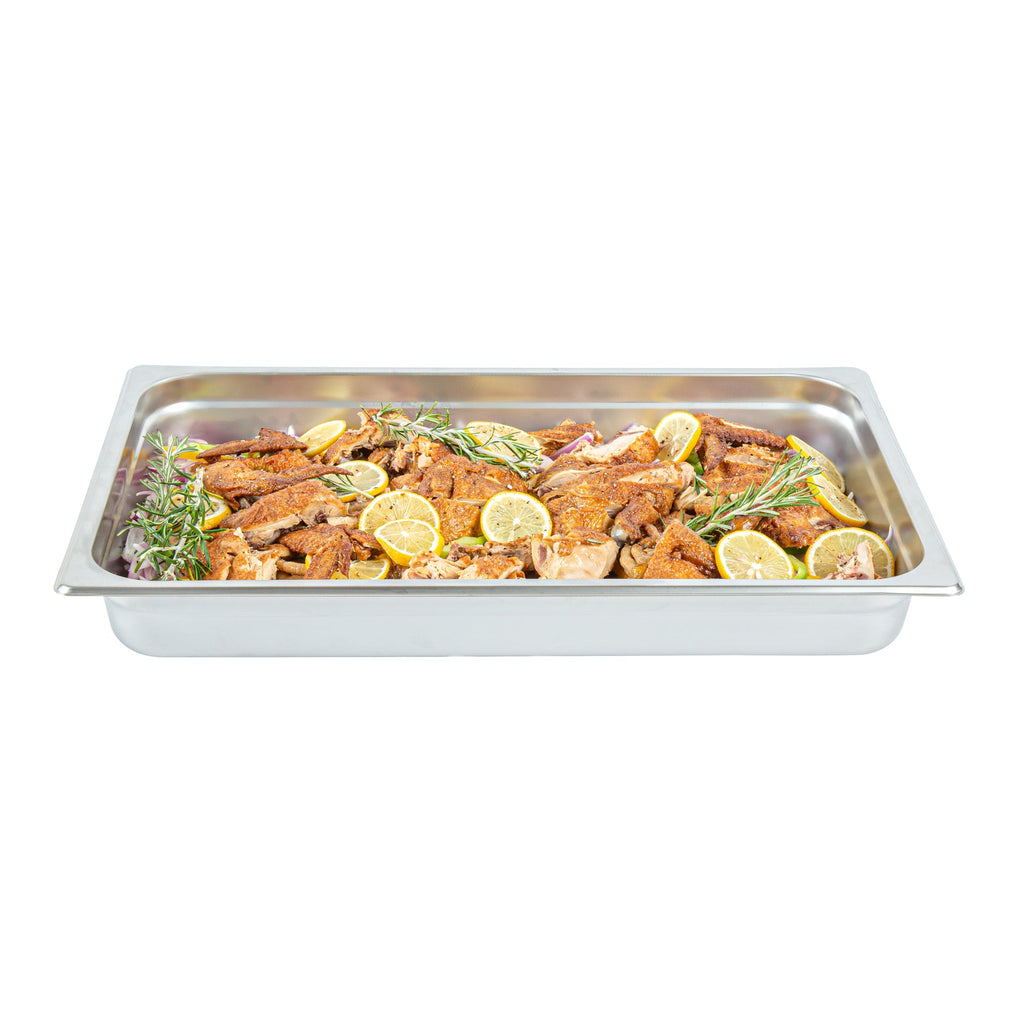 Kitchen Tek Stainless Steel Full Size Steam Table Pan - 2 1/2 Inch Deep, Anti Jam, 24 Gauge - 6 count box