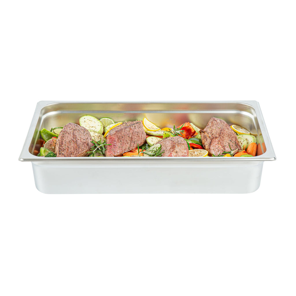 Kitchen Tek Stainless Steel Full Size Steam Table Pan - 4 Inch Deep, Anti Jam, 24 Gauge - 6 count box