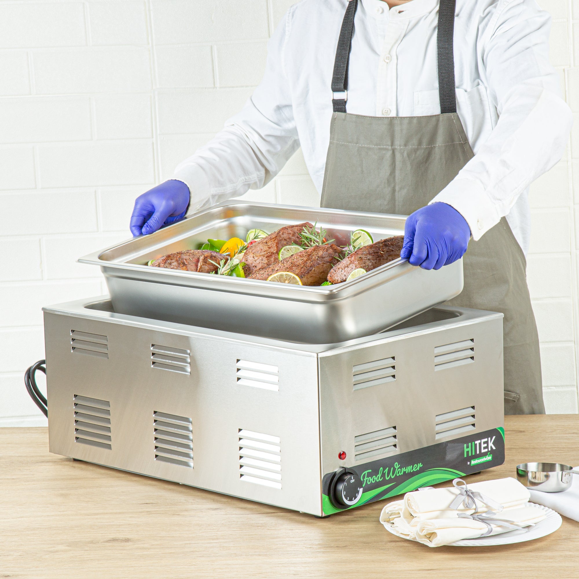 Kitchen Tek Stainless Steel Full Size Steam Table Pan - 4 Inch Deep, Anti Jam, 24 Gauge - 6 count box