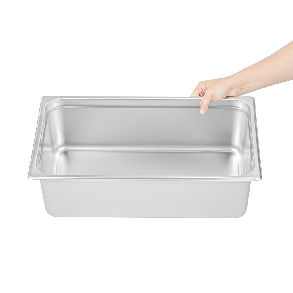 Kitchen Tek Stainless Steel Full Size Steam Table Pan - 6 Inch Deep, Anti Jam, 24 Gauge - 6 count box
