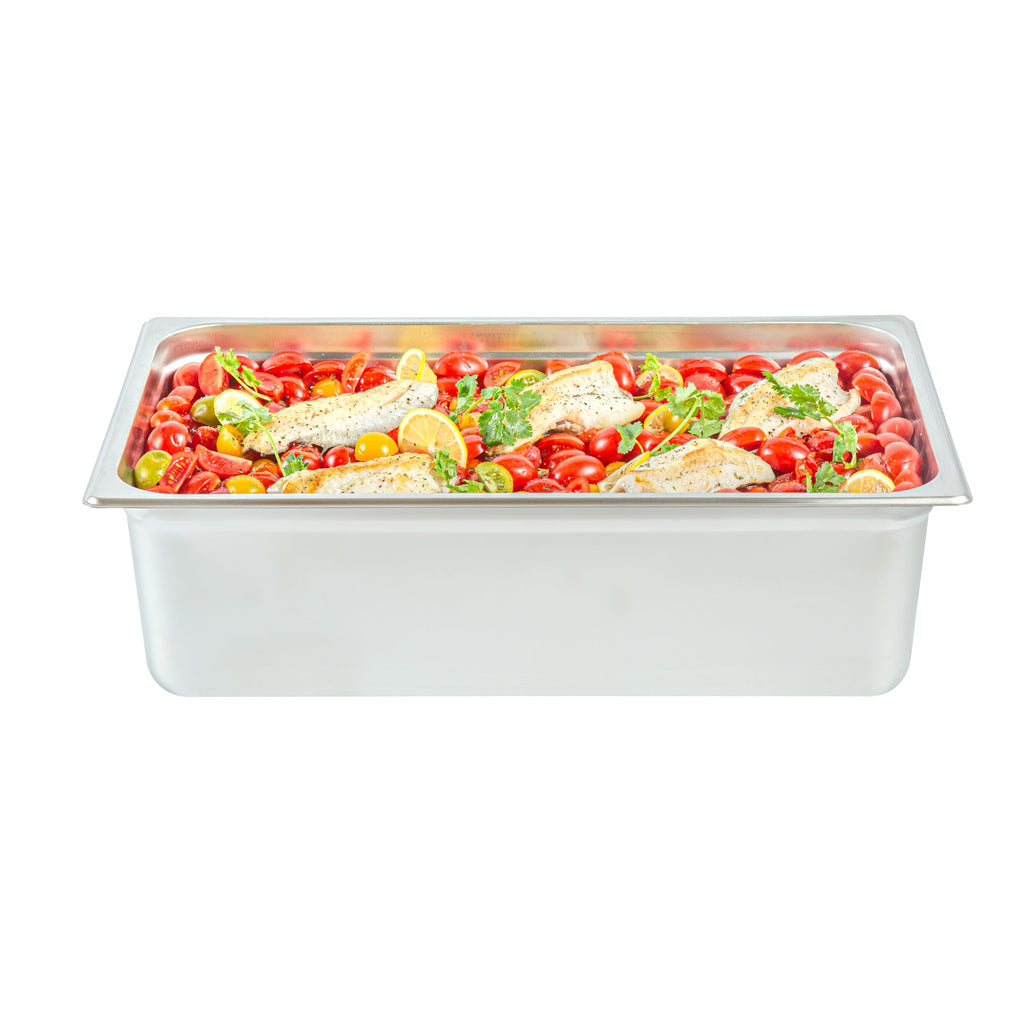 Kitchen Tek Stainless Steel Full Size Steam Table Pan - 6 Inch Deep, Anti Jam, 24 Gauge - 6 count box