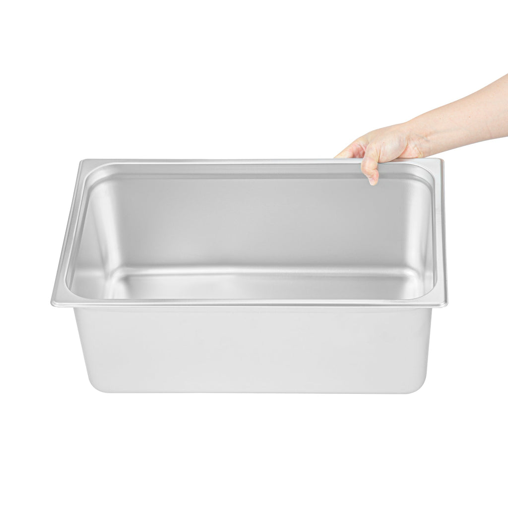 Kitchen Tek Stainless Steel Full Size Steam Table Pan - 8 Inch Deep, Anti Jam, 24 Gauge - 6 count box