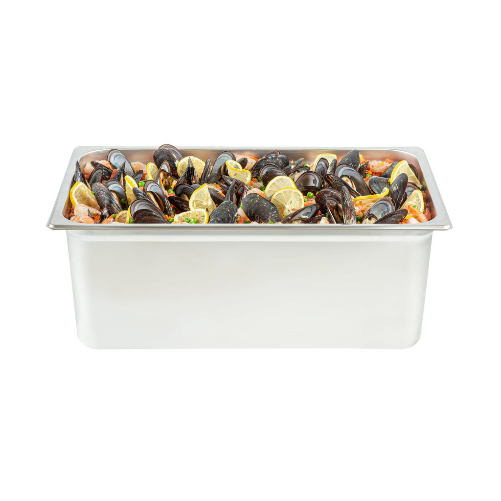 Kitchen Tek Stainless Steel Full Size Steam Table Pan - 8 Inch Deep, Anti Jam, 24 Gauge - 6 count box