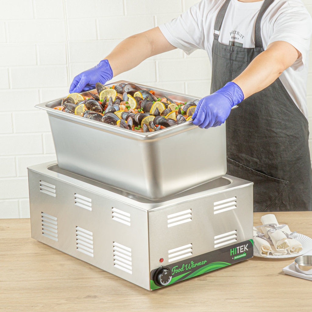 Kitchen Tek Stainless Steel Full Size Steam Table Pan - 8 Inch Deep, Anti Jam, 24 Gauge - 6 count box