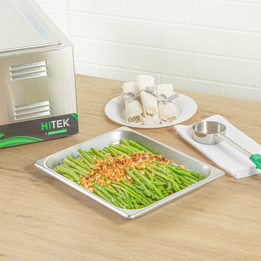 Kitchen Tek Stainless Steel 1/2 Size Steam Table Pan - 1 1/4 Inch Deep, Anti Jam, 24 Gauge - 12 count box