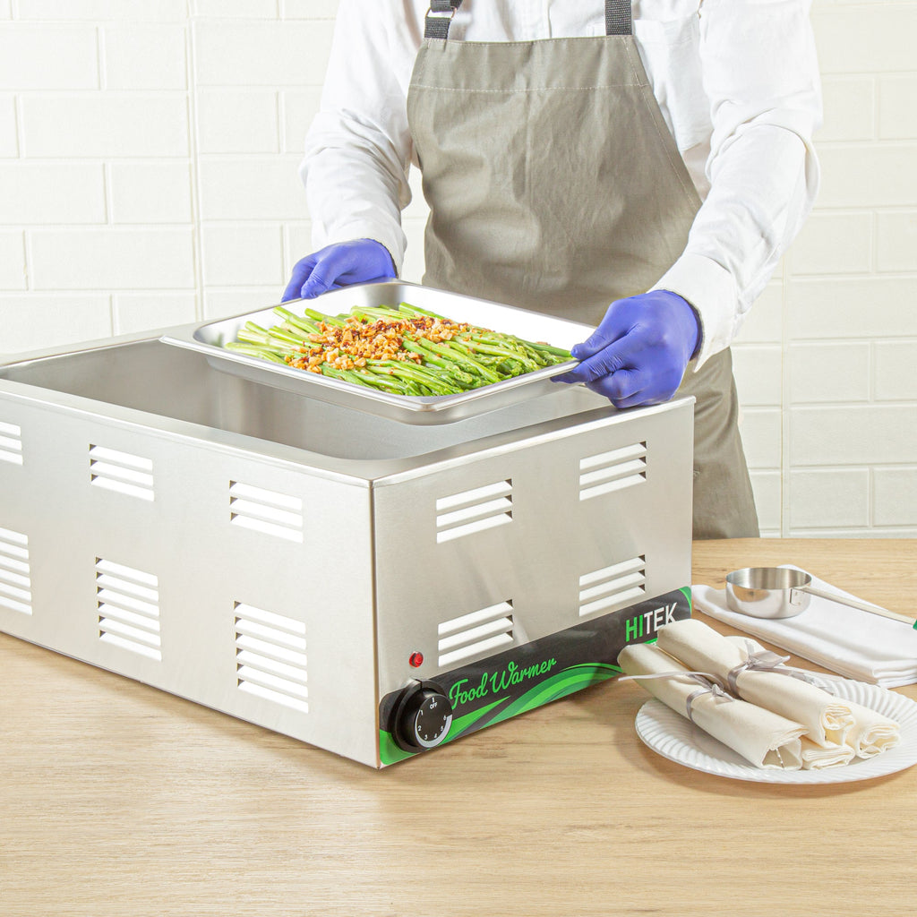 Kitchen Tek Stainless Steel 1/2 Size Steam Table Pan - 1 1/4 Inch Deep, Anti Jam, 24 Gauge - 12 count box