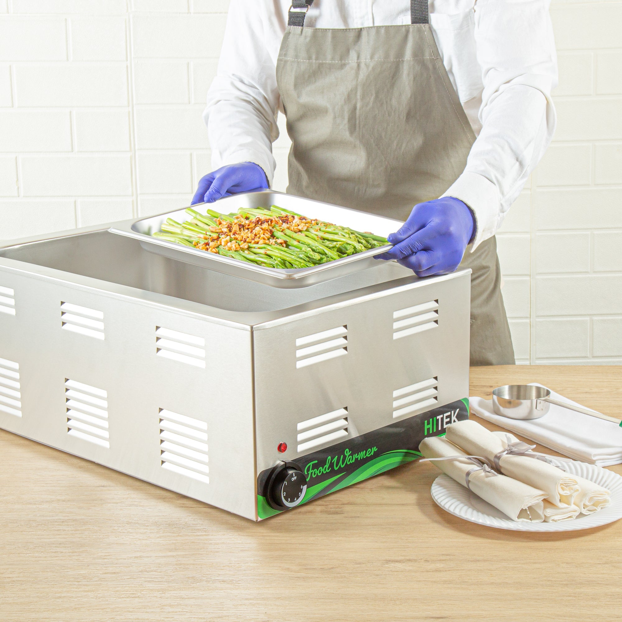 Kitchen Tek Stainless Steel 1/2 Size Steam Table Pan - 1 1/4 Inch Deep, Anti Jam, 24 Gauge - 12 count box