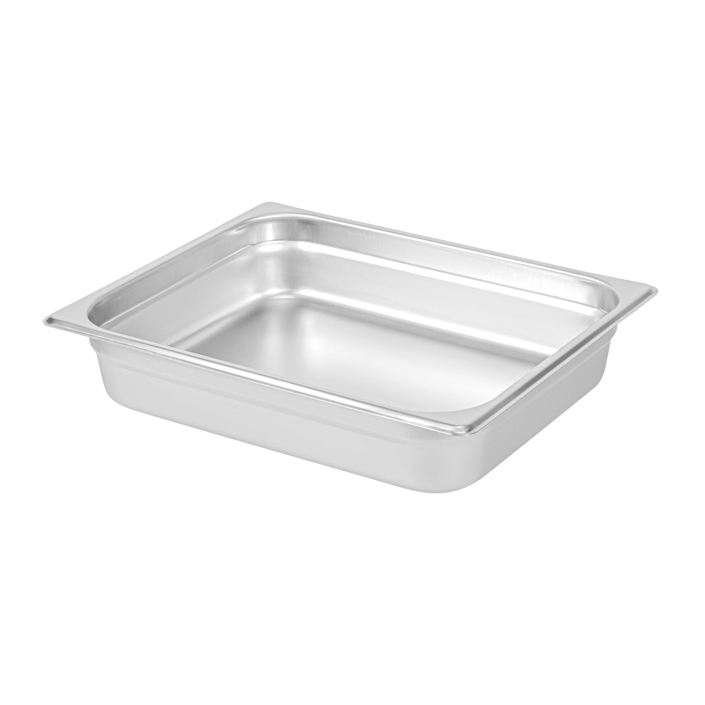 Kitchen Tek Stainless Steel 1/2 Size Steam Table Pan - 2 1/2 Inch Deep, Anti Jam, 24 Gauge - 12 count box
