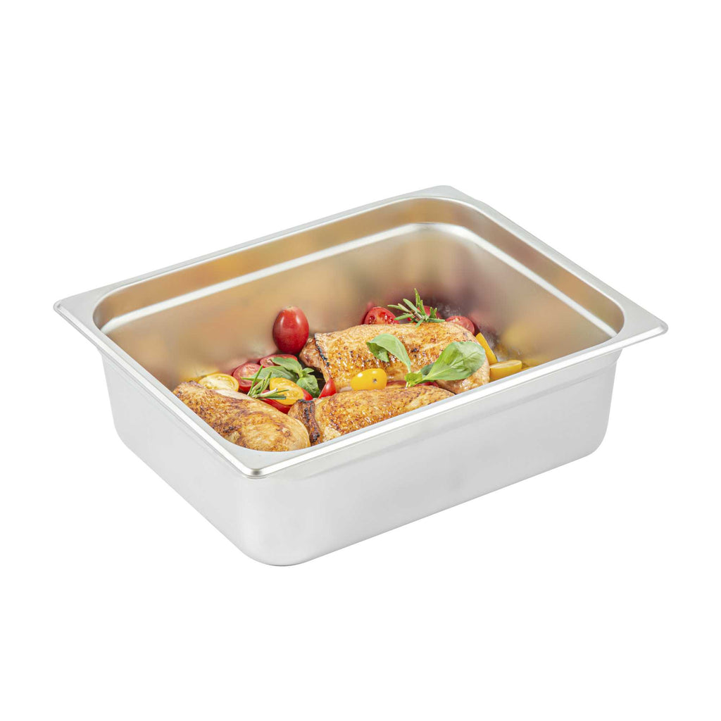 Kitchen Tek Stainless Steel 1/2 Size Steam Table Pan - 4 Inch Deep, Anti Jam, 24 Gauge - 1 count box