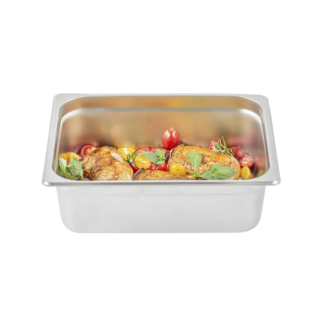 Kitchen Tek Stainless Steel 1/2 Size Steam Table Pan - 4 Inch Deep, Anti Jam, 24 Gauge - 1 count box