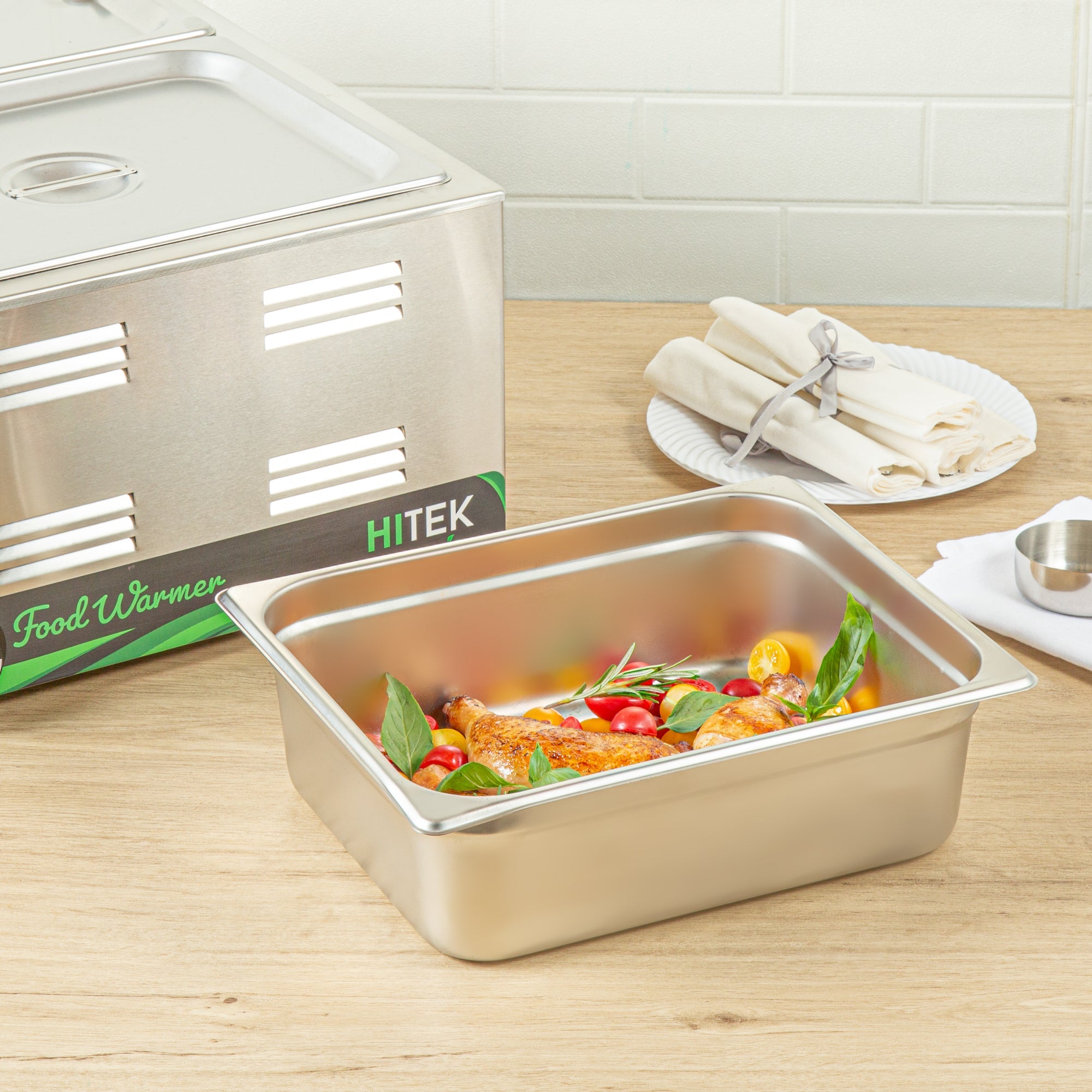 Kitchen Tek Stainless Steel 1/2 Size Steam Table Pan - 4 Inch Deep, Anti Jam, 24 Gauge - 6 count box
