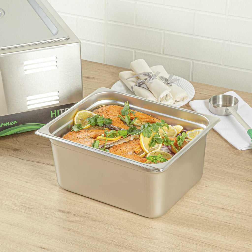 Kitchen Tek Stainless Steel 1/2 Size Steam Table Pan - 6 Inch Deep, Anti Jam, 24 Gauge - 1 count box