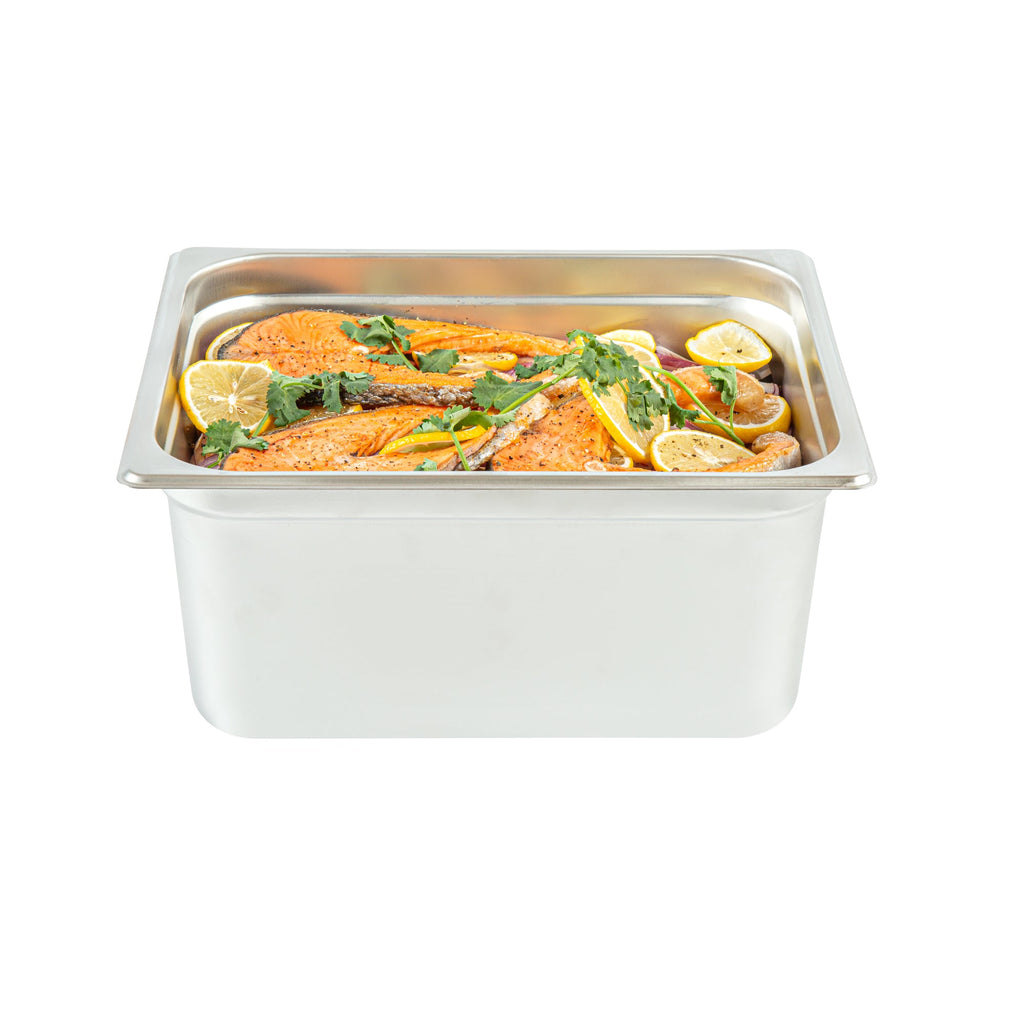 Kitchen Tek Stainless Steel 1/2 Size Steam Table Pan - 6 Inch Deep, Anti Jam, 24 Gauge - 6 count box