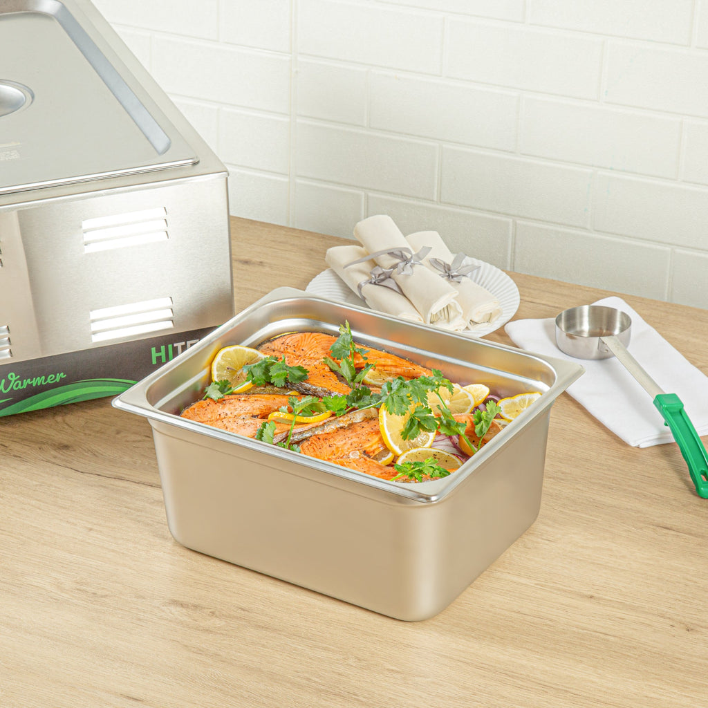Kitchen Tek Stainless Steel 1/2 Size Steam Table Pan - 6 Inch Deep, Anti Jam, 24 Gauge - 6 count box