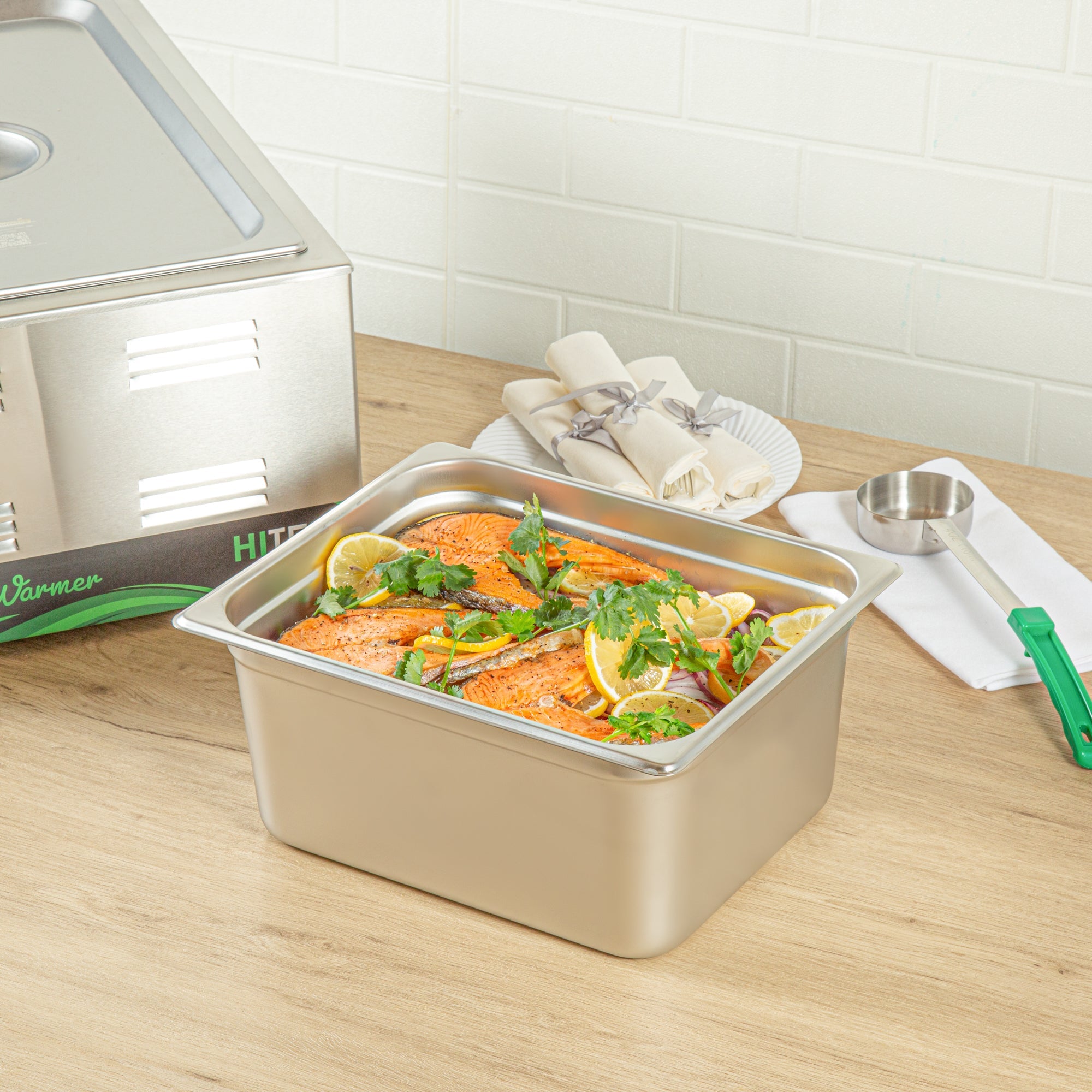 Kitchen Tek Stainless Steel 1/2 Size Steam Table Pan - 6 Inch Deep, Anti Jam, 24 Gauge - 6 count box